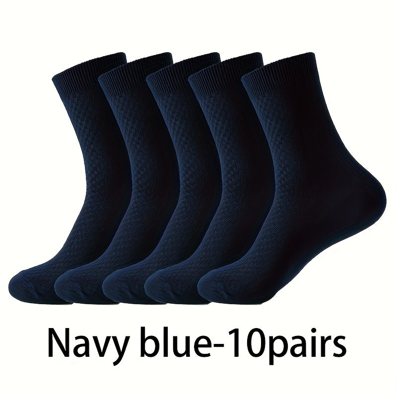 10 Paia, Calzini Uomo in Fibra di Bambù a Mezza Gamba - Traspiranti e Comodi per Business Casual e Ufficio, Calzini Traspiranti e Confortevoli, Indossare Quotidiano,Design Classico,Stile Minimalista,Tessuto Morbido,Uomini Professionali
