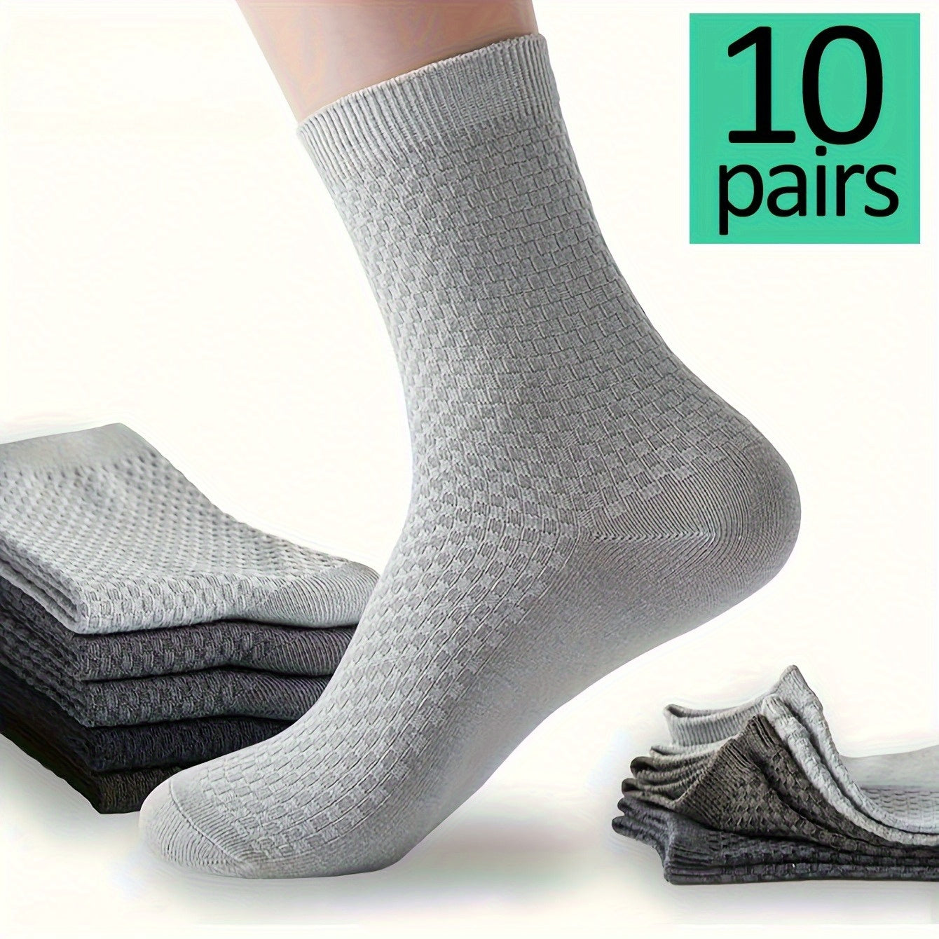 10 Paia, Calzini Uomo in Fibra di Bambù a Mezza Gamba - Traspiranti e Comodi per Business Casual e Ufficio, Calzini Traspiranti e Confortevoli, Indossare Quotidiano,Design Classico,Stile Minimalista,Tessuto Morbido,Uomini Professionali