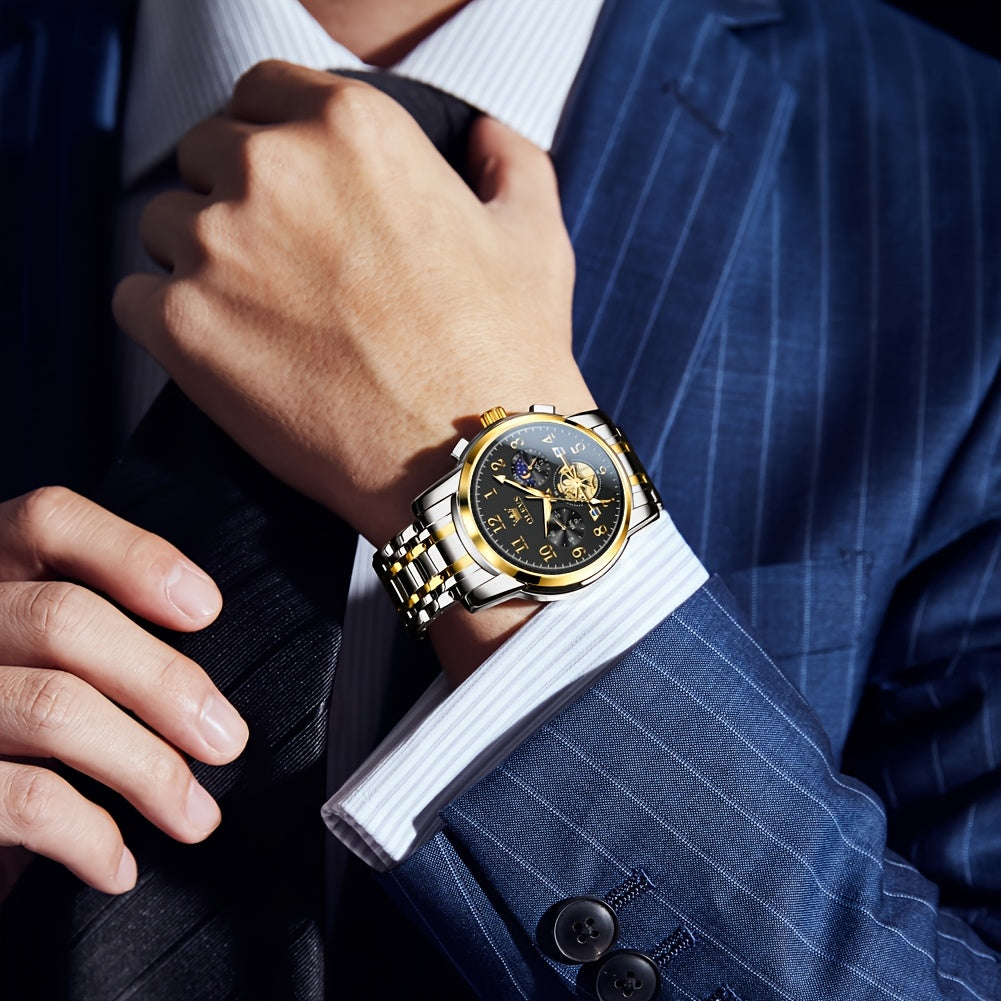 Orologi OLEVS per Uomo Classico Business Dress Analogico Quartz Digitale Orologio da Polso per Uomo Moda Lusso Bracciale in Acciaio Inossidabile Luminoso con Calendario Regali Romantici per Uomo Relojes De Hombre Blu/Nero/Bianco/Dorato/Grigio