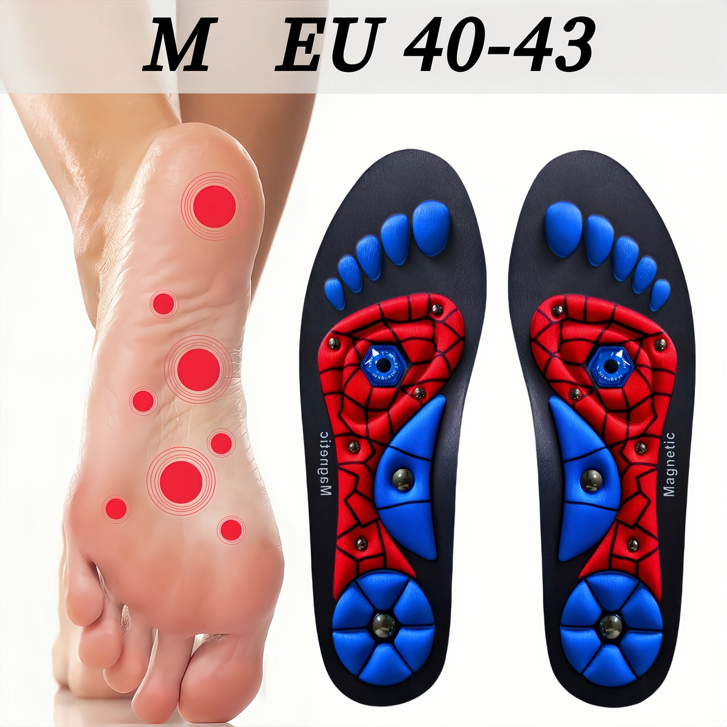 1 Paio di Solette Magnetiche Massaggianti in EVA Antiscivolo con Cuscino Ammortizzante e Traspiranti per Uomo e Donna, Supporto Arco Plantare Lifestyle