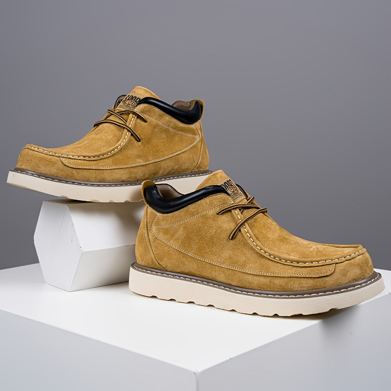 Scarpe Derby Genuine da Uomo - Stivali alla Caviglia Marroni con Chiusura a Lacci, Comode e Traspiranti, Versatili per Tutte le Stagioni, Perfette per Abbigliamento Casual, Calzature Quotidiane | Stivali alla Caviglia Sottili | Suola in Gomma Durevole