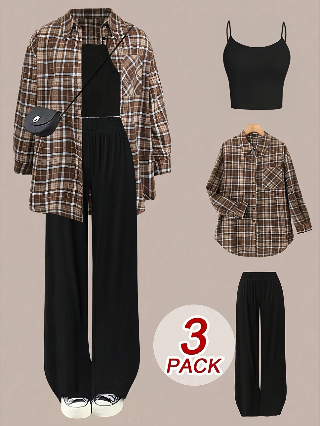 Set da donna elegante 3 pezzi, giacca da maglia in pile con pantaloni casual e giacca a maniche corte 3 pezzi, abito da tempo libero per tutti i giorni