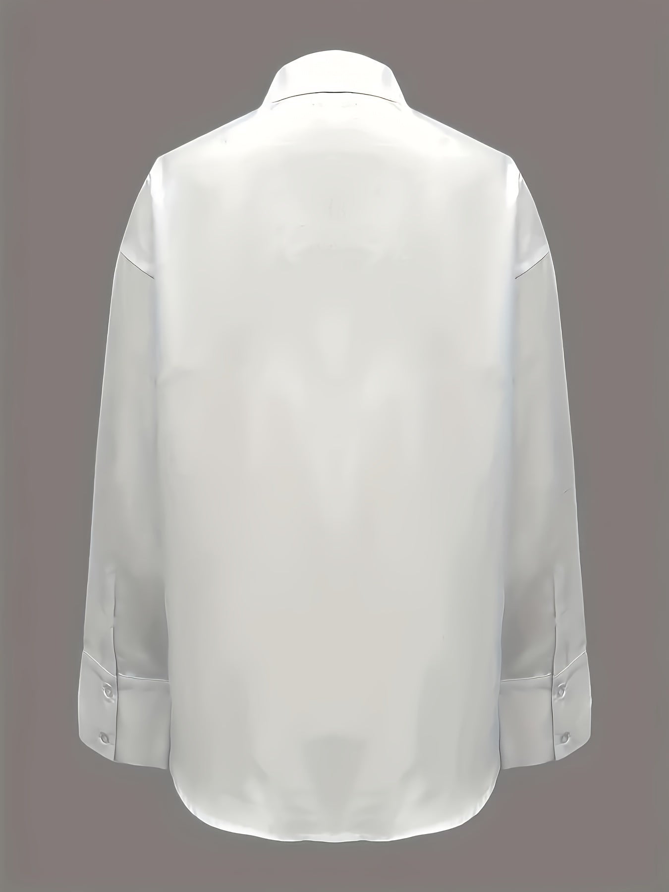 Stile Senza Sforzo, Camicia Bianca Elegante da Donna con Tasca - Manica Lunga, Colletto con Bottoni, Poliestere Non Elasticizzato - Lavabile in Lavatrice