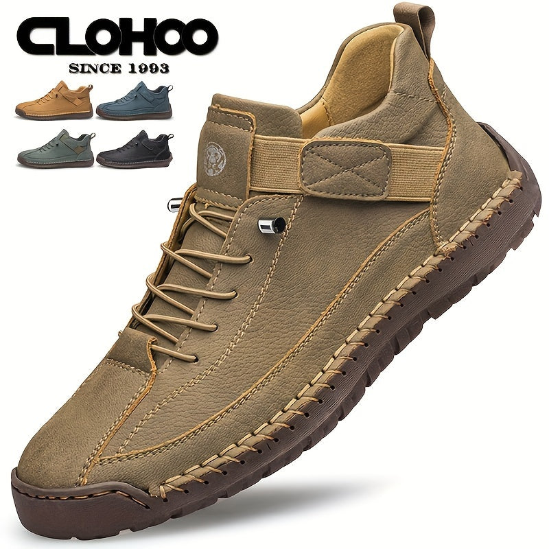 Scarpe da uomo casual con suola morbida e confortevole, realizzate a mano con cuciture a mano e fondo in gomma, marchio CLOHOO