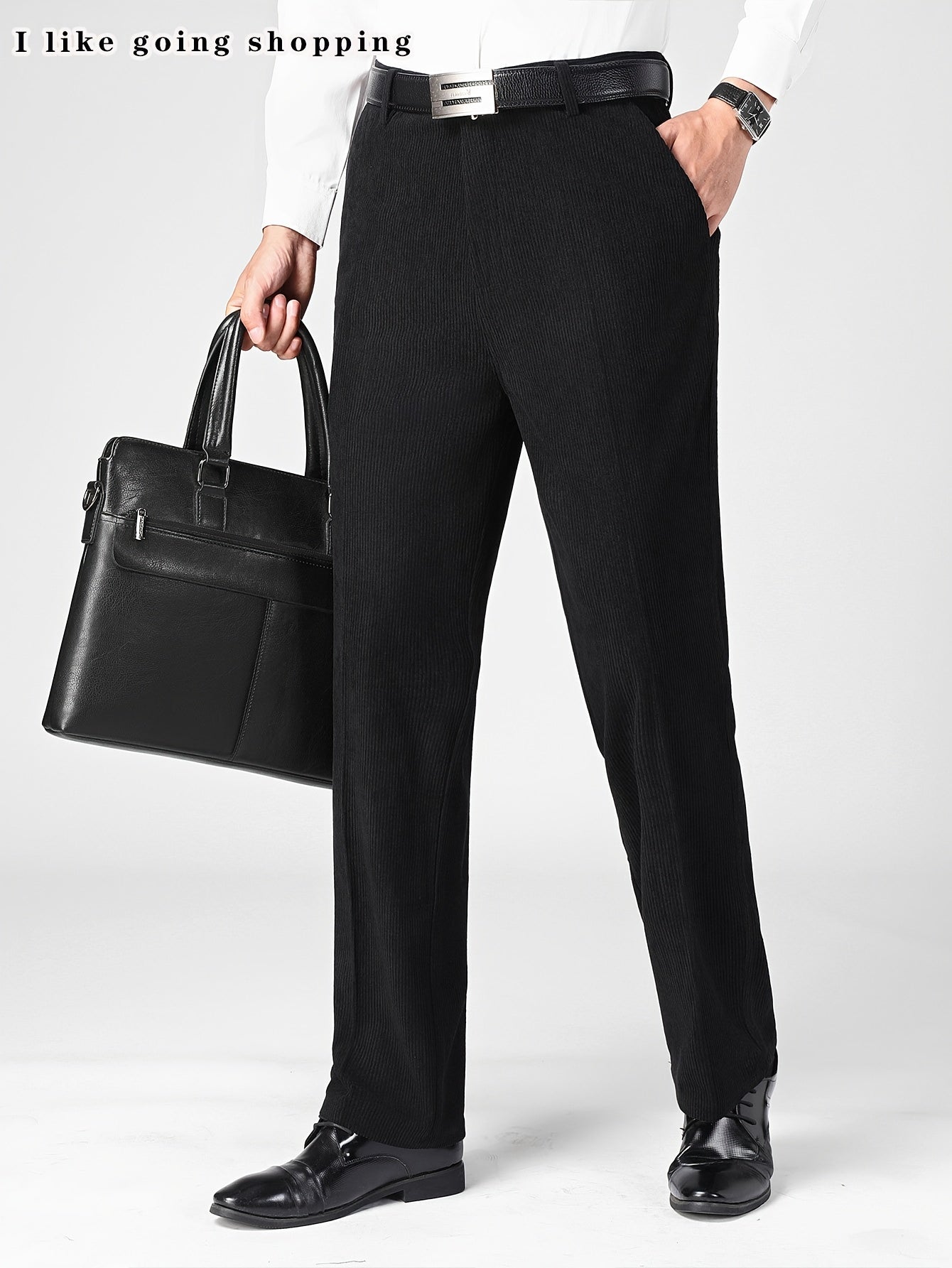3 pezzi Pantaloni Eleganti da Uomo in Velluto a Coste - Casual Business Leggero, Semi-Formale, Tinta Unita, Vestibilità Regolare, Comfort per Tutte le Stagioni, Marrone, Blu Navy, Perfetti per Ufficio o Abbigliamento Casual, Abbigliamento da Ufficio|Aspet