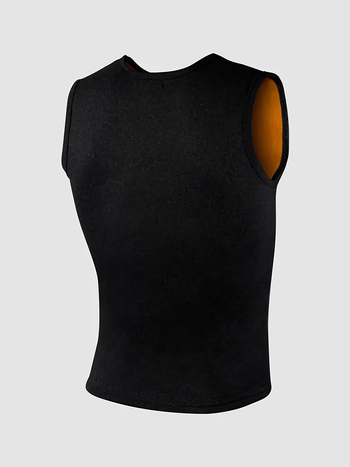 1pz Top da uomo termico foderato in fleece, stampa "MAN", gilet caldo autunno/inverno, impermeabile, poliestere 95% elastano 5%, tessuto a maglia, medio stretch, strato base atletico, spesso