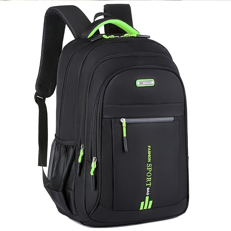 Zaino da Viaggio di Grande Capacità per Uomini - Nylon Resistente, Spallacci Regolabili, Borsa Multiscomparti per Affari e Scuola, Nero, Zaino da Viaggio