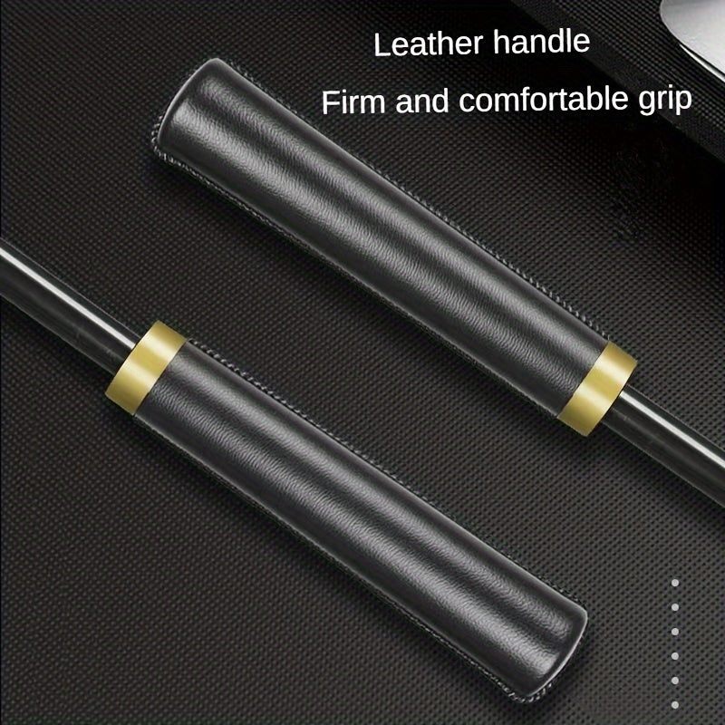 Ombrello a vento a 24 rib con manico lungo - Ombrello da golf e viaggio automatico, design nero resistente per uomini e donne, ideale per escursioni, golf e avventure all'aperto, attrezzatura da escursionismo, elegante close-up, apertura semiautomatica