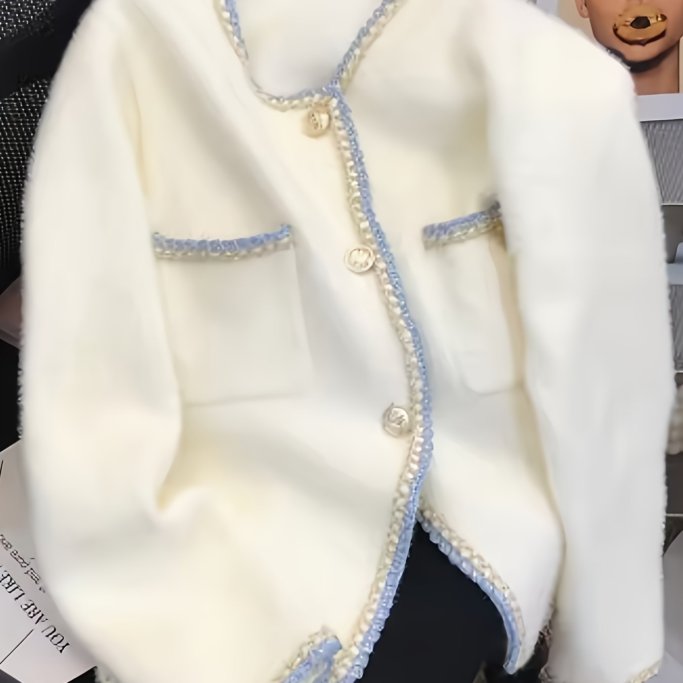 Taglia Plus - Cardigan elegante ispirato alla Francia con velluto di visone finto, maniche lunghe e bottoni sul davanti - Colletto casual ma chic, tessuto a media elasticità, perfetto per l'autunno/inverno, Cardigan taglia Plus