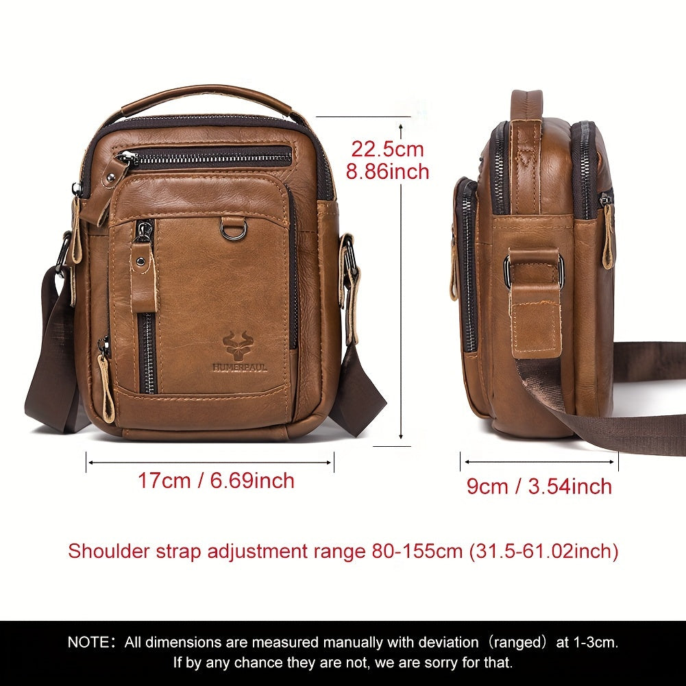 Zaino a Tracolla Uomo HUMERPAUL in Vera Pelle - Convertibile Zaino/Clutch, Chiusura con Cerniera Frontale, Spalline Regolabili (100cm), Tasche Laterali - Marrone Caffè per Lavoro, Viaggi e Uso Quotidiano - Borsa Design Resistente e Facile da Pulire