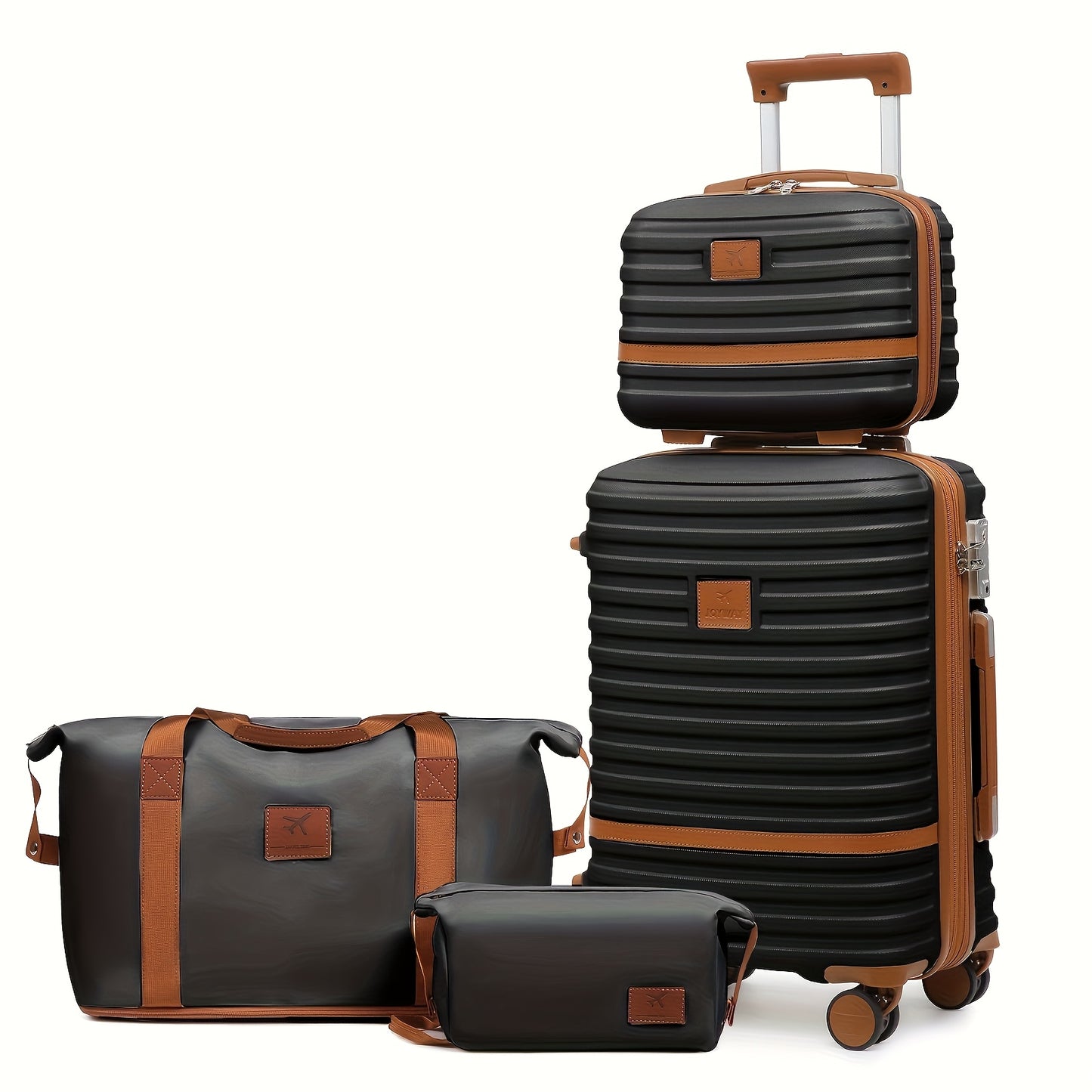 Set di bagagli da viaggio Joyway di tre pezzi, bagaglio a mano per cabineria aereo, bagaglio a mano portatile a guscio rigido da 13/20 pollici, borsa da viaggio con tasca grande e ruote universali + borsa da viaggio per la cura personale