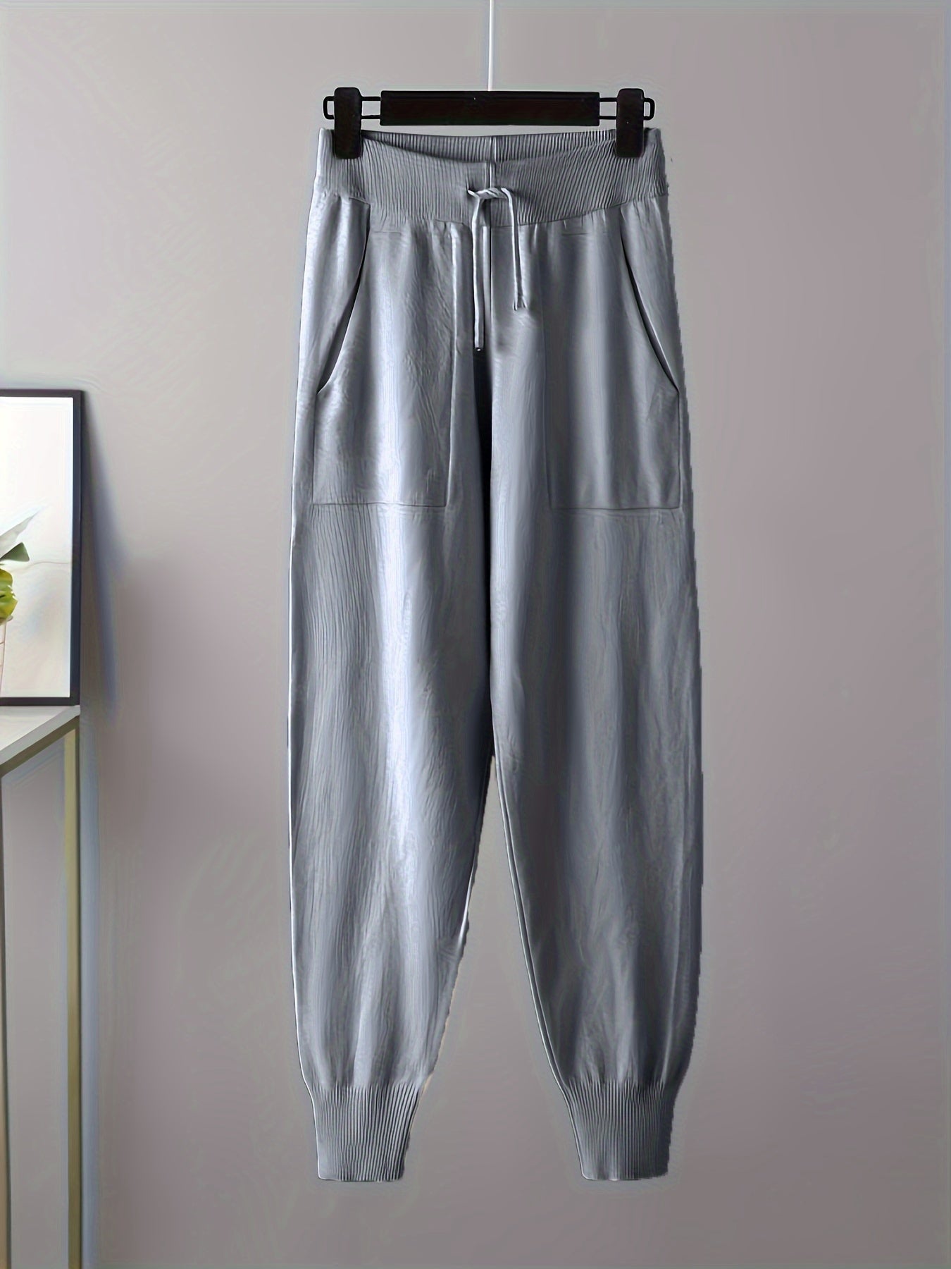 Set a due pezzi, maglione casual a maniche lunghe e pantaloni a V con scollo, senza cintura, lunghezza regolare delle maniche, pantaloni lunghi