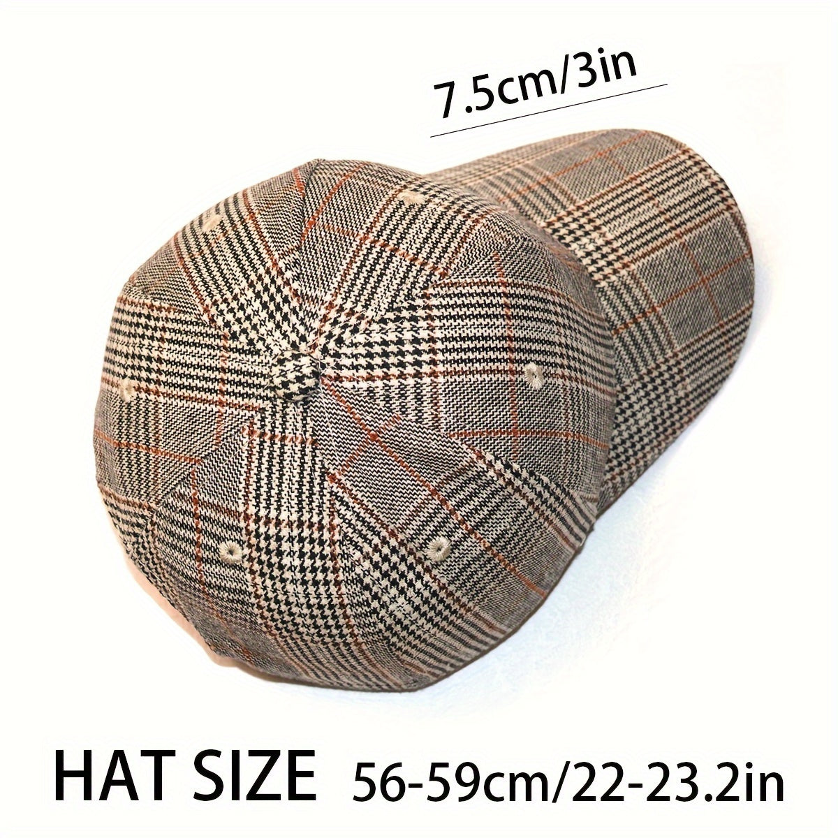 1pz Cappellino da Baseball Classico a Quadri Houndstooth - Traspirante, Design Vintage a Quadri con Coulisse Regolabile, Cappello da Sole Ideale per Primavera & Autunno, Disponibile in Grigio/Bianco, Marrone/Beige, Grigio Scuro/Nero