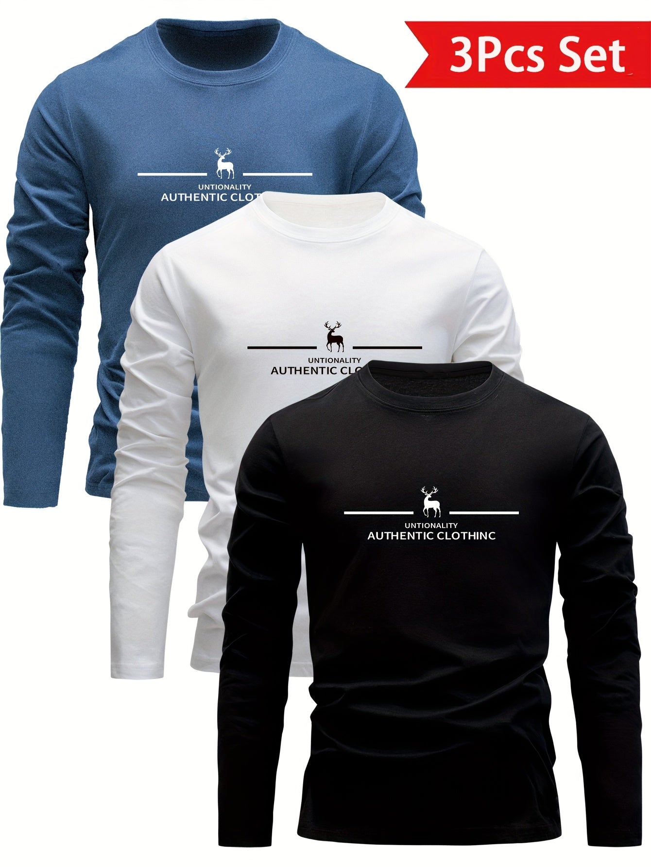 3 Pezzi Magliette 100% Cotone, Collo Tondo Design Casual con Leggera Elasticità Manica Lunga, Sportswear Puro in Jersey per Donna, 100% Personalizzabile Abbigliamento da Relax Outfit Quotidiano Semplice Classico Traspirante Morbido Modellato Multipack Pal