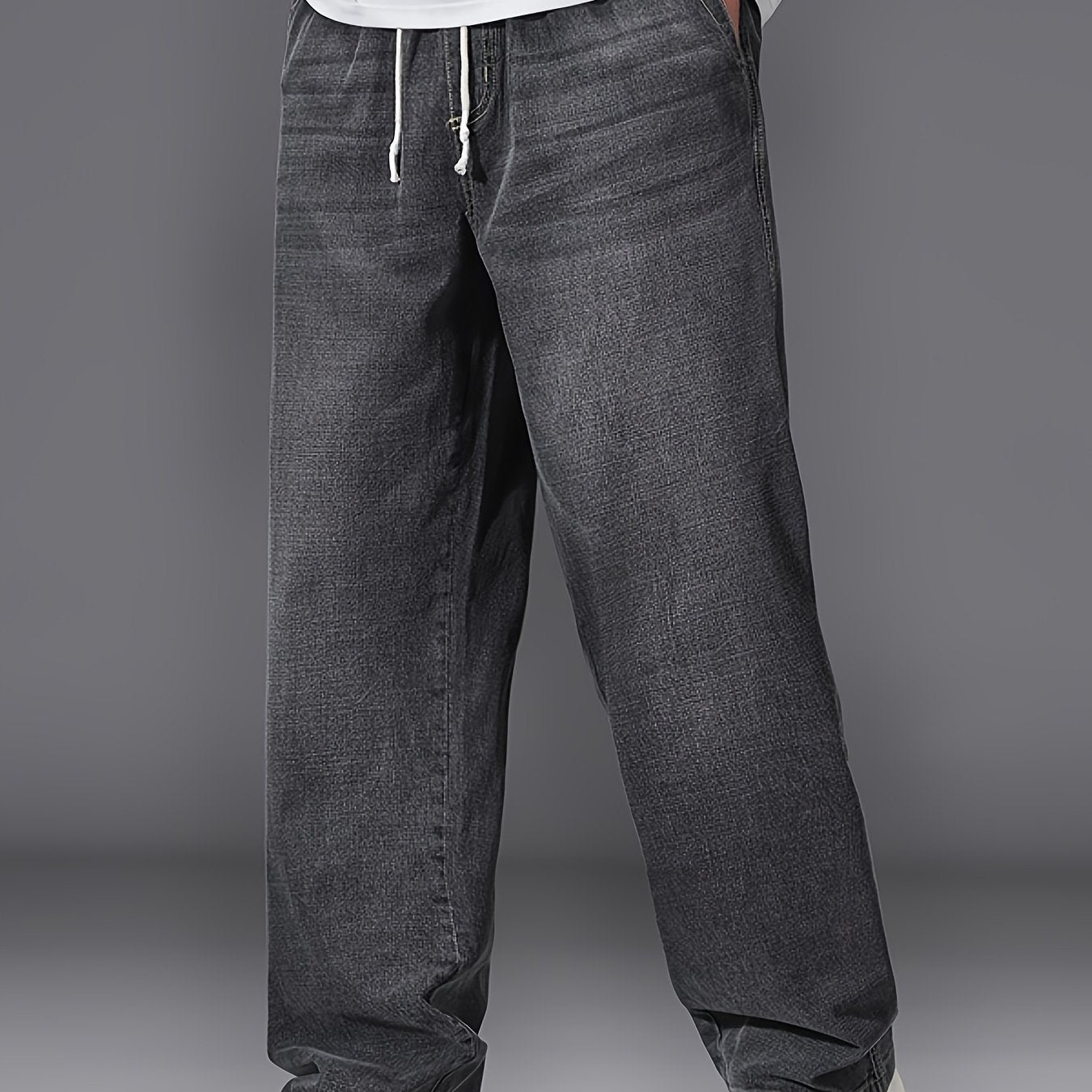 Linea - Jeans azzurri leggeri da uomo, taglia grande, con vita elastica, stile casual, comodi