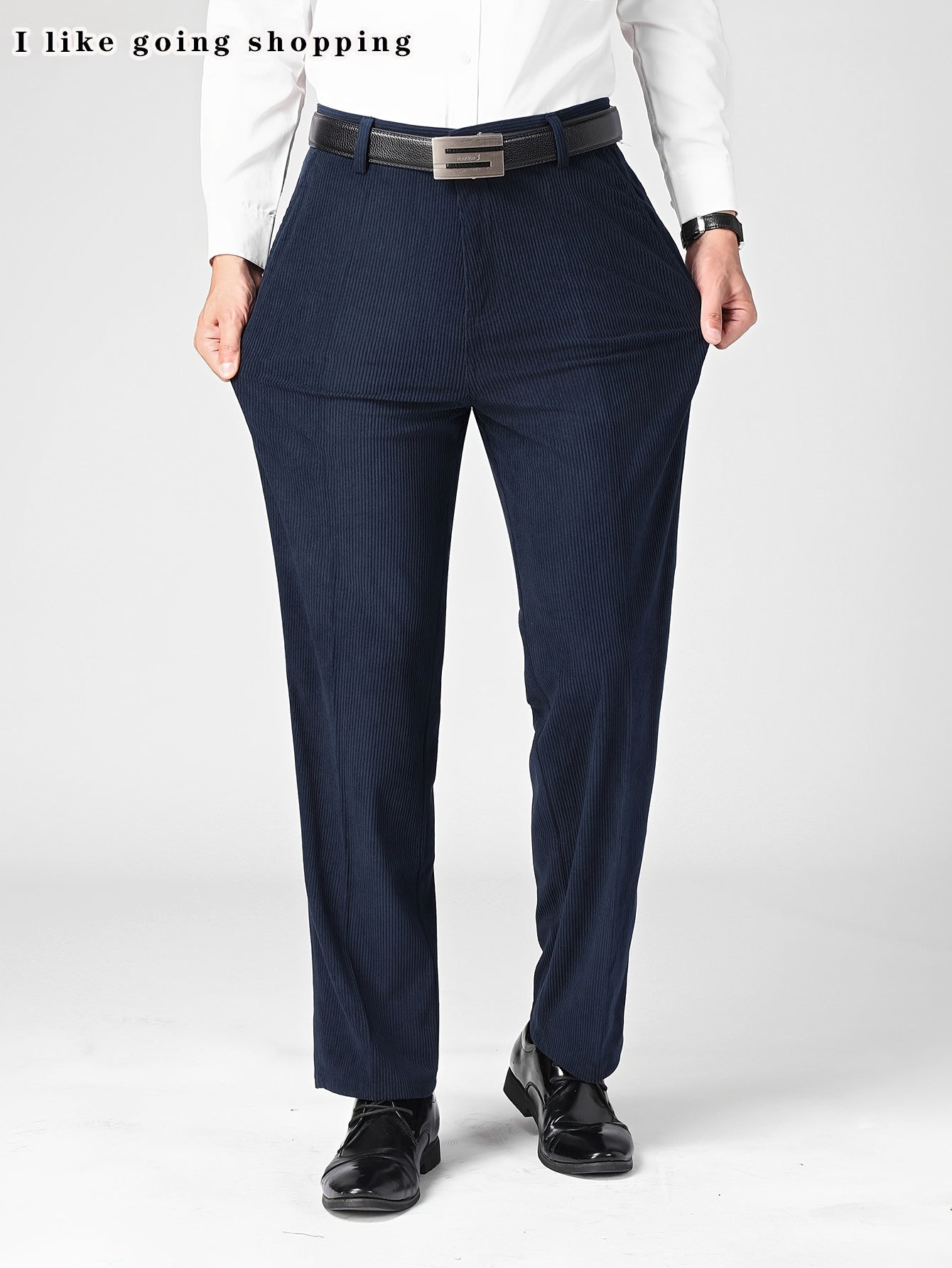 3 pezzi Pantaloni Eleganti da Uomo in Velluto a Coste - Casual Business Leggero, Semi-Formale, Tinta Unita, Vestibilità Regolare, Comfort per Tutte le Stagioni, Marrone, Blu Navy, Perfetti per Ufficio o Abbigliamento Casual, Abbigliamento da Ufficio|Aspet