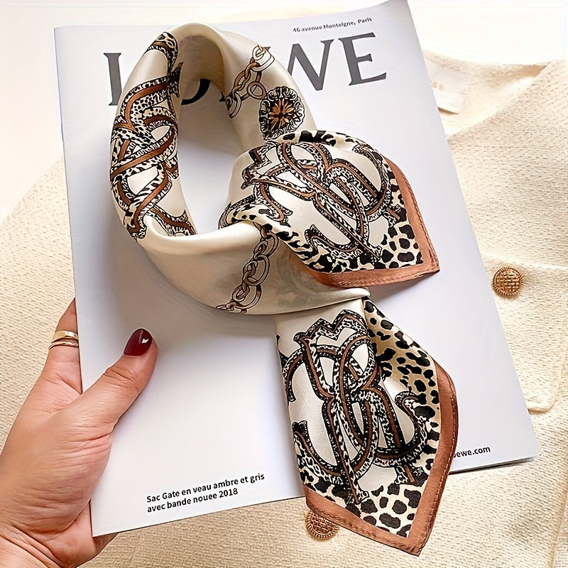 Sciarpa di Seta al 100% di Gelso Quadrata da 53.01 cm - Stile Palazzo Europeo con Stampa Floreale e Dorata, Accessorio di Moda Lusso in Beige e Oro per Donne, Regalo Elegante per Pendolari, Appuntamenti, Feste, Accessorio per Serate Romantiche | Artigiana