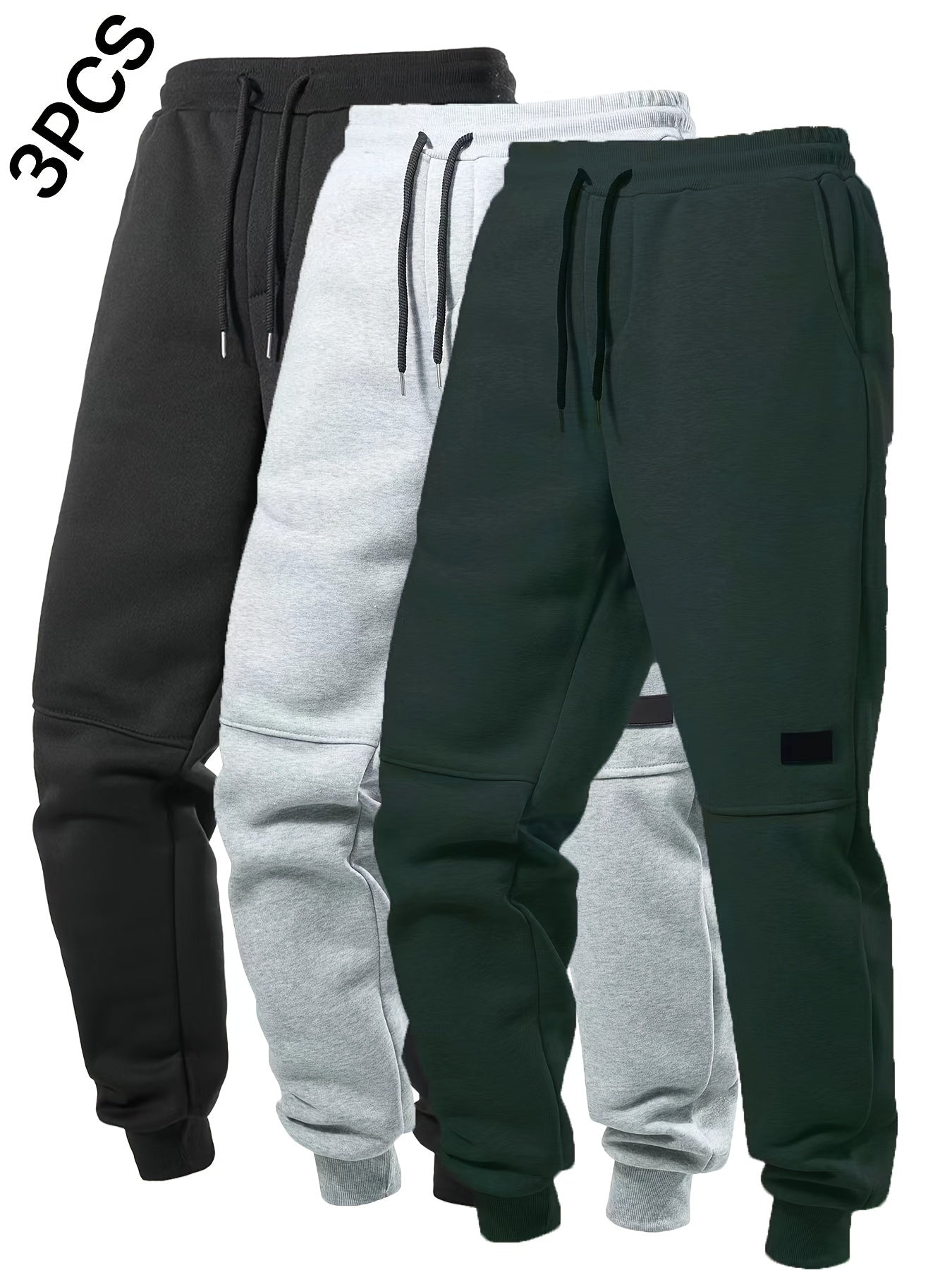 3pezzo Pantaloni da Jogging da Uomo con Elastico in Vita e Coulisse - Pantaloni da Jogging Casuali a Tinta Unita, Vestibilità Regolare, Lunghezza alla Caviglia, Comodi per Autunno/Inverno, Pantaloni da Jogging, Pantaloni da Jogging, Pantaloni da Jogging p