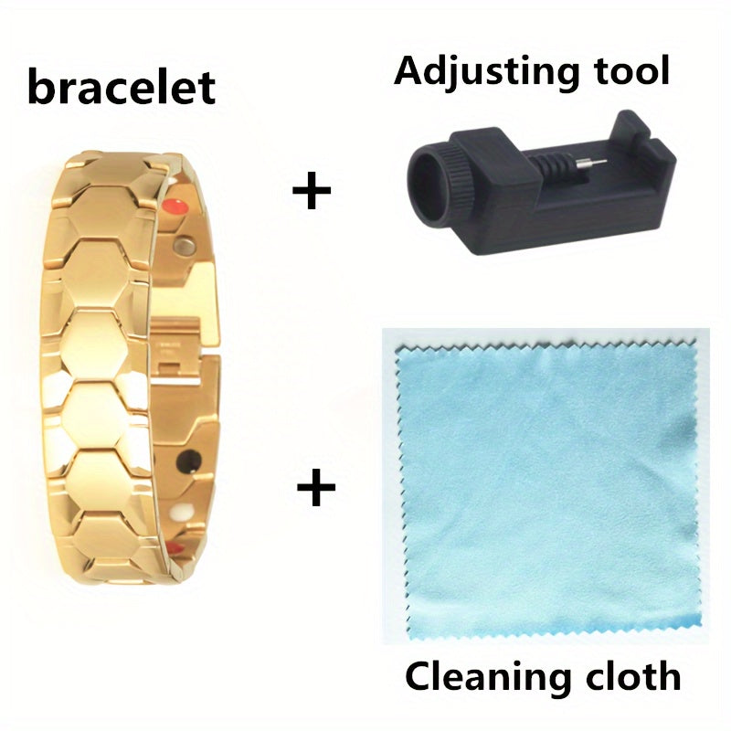 Linea Active - Bracciale in Acciaio Titanio Resistente - Design (Calcio) con Perle Esagonali Nero/Grigio e Accento Rosso -