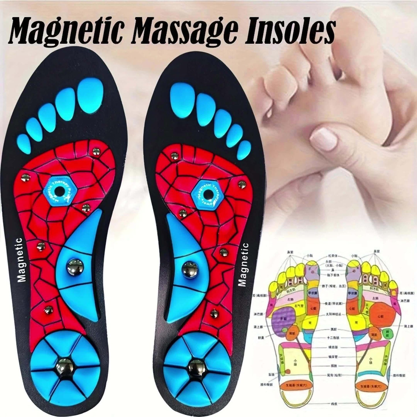 1 Paio di Solette Magnetiche Massaggianti in EVA Antiscivolo con Cuscino Ammortizzante e Traspiranti per Uomo e Donna, Supporto Arco Plantare Lifestyle