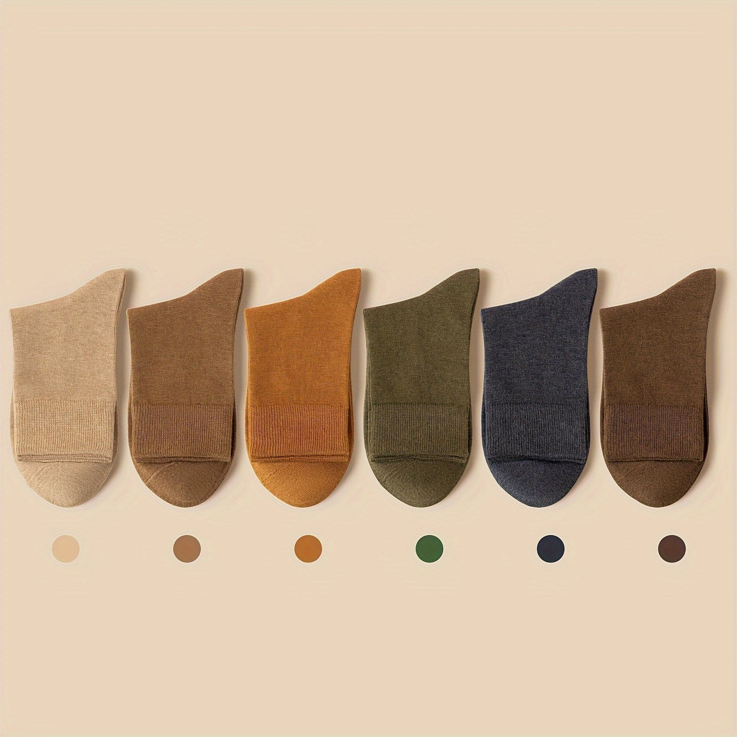 6 Paia di Calzini da Uomo in Cotone a Mezza Gamba, Colore Solido Casual Versatile Nero Lungo Inverno Autunno, 1