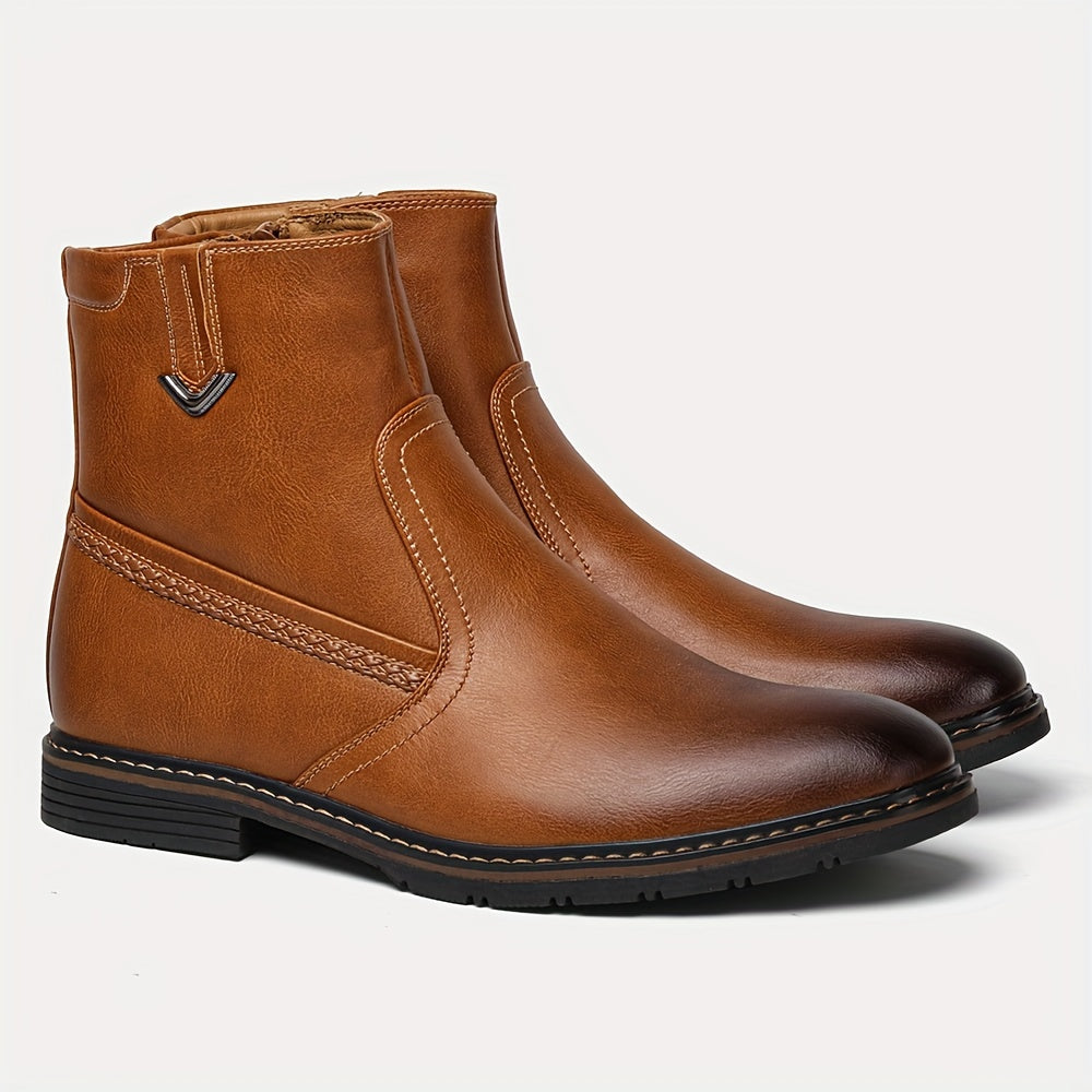 Stivali Termici Da Uomo Con Cerniere, Stivali Foderati In Pelliccia Sintetica, Scarpe Da Passeggio Casual, Stile Preppy