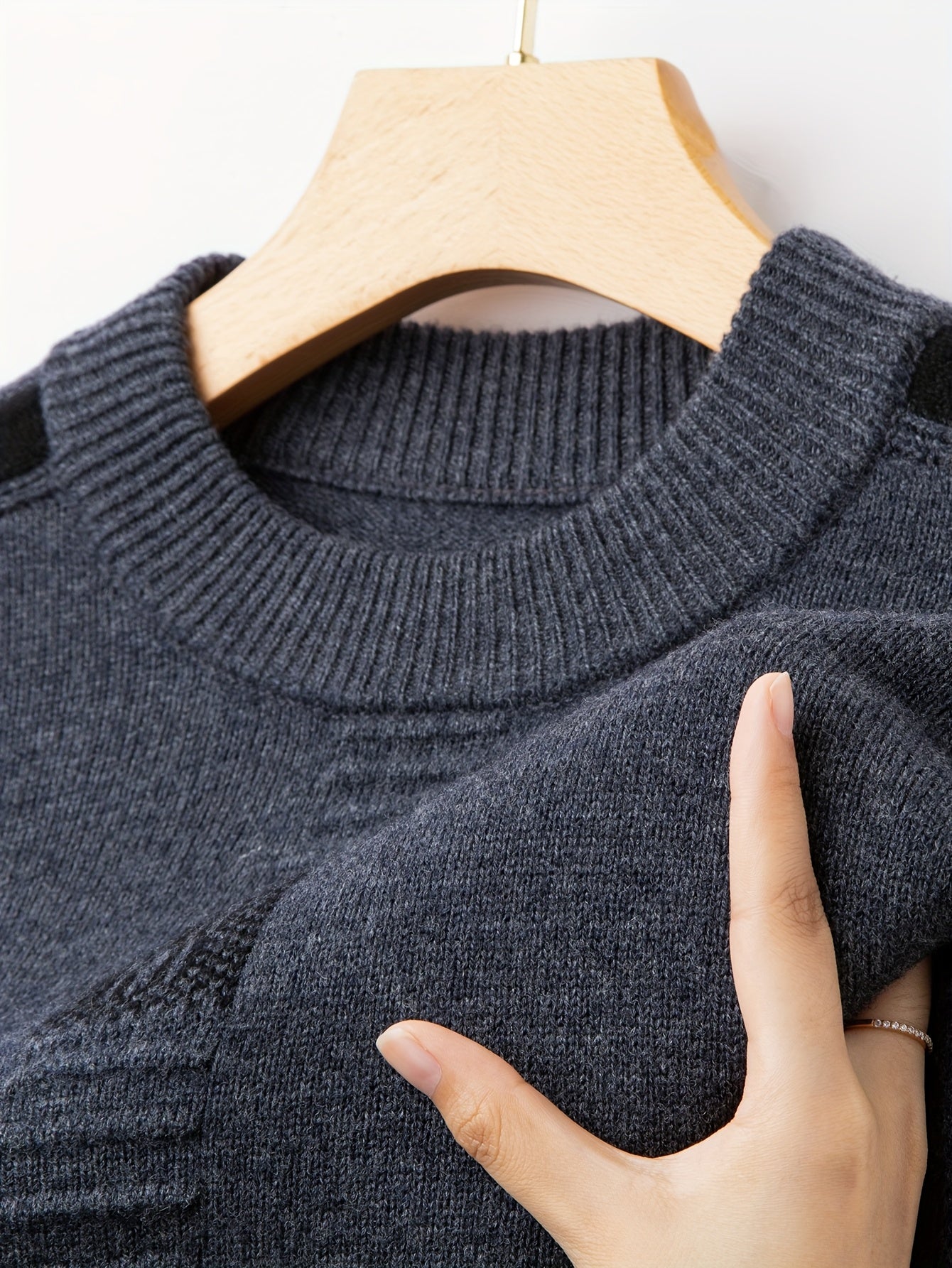 Maglione da uomo con scollo a giro e strisce laterali - Spesso, con maniche lunghe per l'autunno/inverno, strato casual per riunioni all'aperto e abbigliamento quotidiano, abbigliamento invernale | Maglione con strisce laterali | Tessuto lavorato a maglia