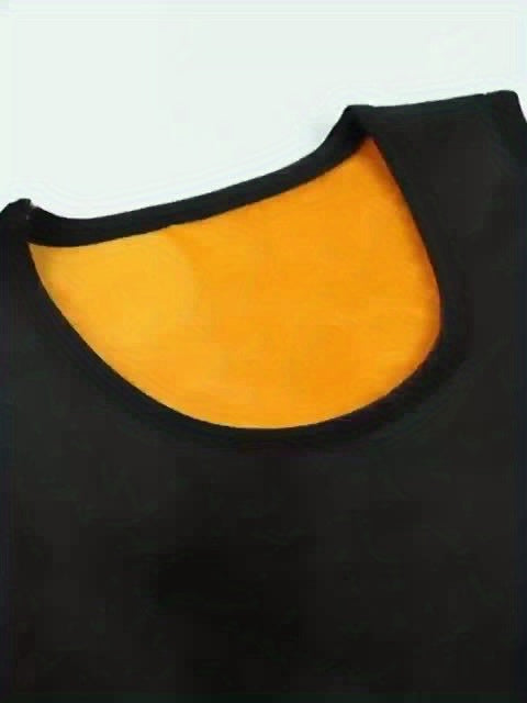 1pz Top da uomo termico foderato in fleece, stampa "MAN", gilet caldo autunno/inverno, impermeabile, poliestere 95% elastano 5%, tessuto a maglia, medio stretch, strato base atletico, spesso