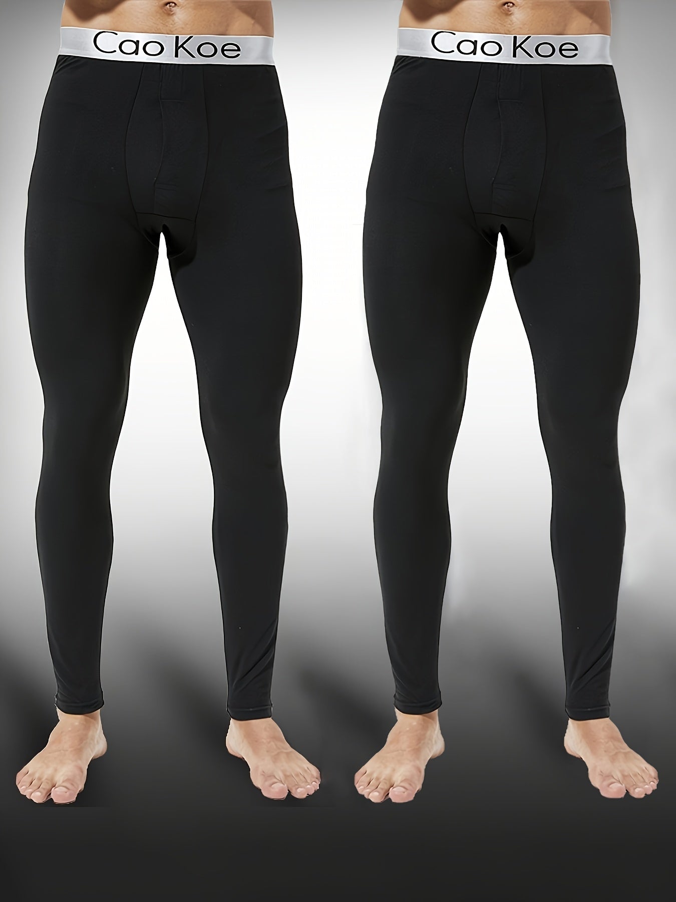2pezzo Leggings Termici Slim-Fit da Uomo - Pantaloni Caldi Foderati in Pile per Autunno e Inverno, Tessuto Elasticizzato Comodo, Nero Solido, Perfetti per Abbigliamento Casual, Abbigliamento Invernale | Leggings Slim Fit | Vestibilità Comoda