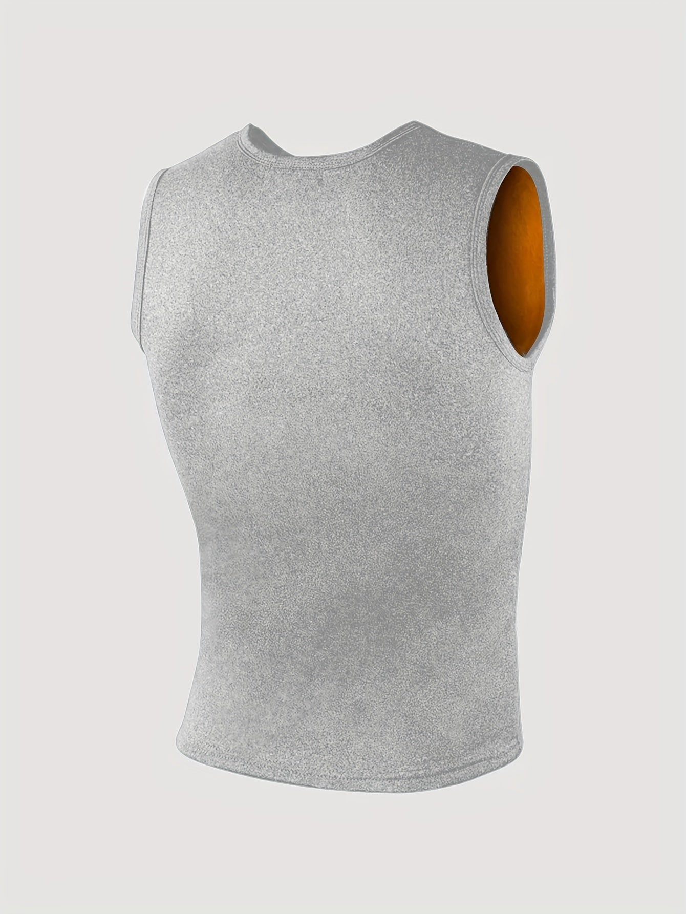 1pz Top da uomo termico foderato in fleece, stampa "MAN", gilet caldo autunno/inverno, impermeabile, poliestere 95% elastano 5%, tessuto a maglia, medio stretch, strato base atletico, spesso