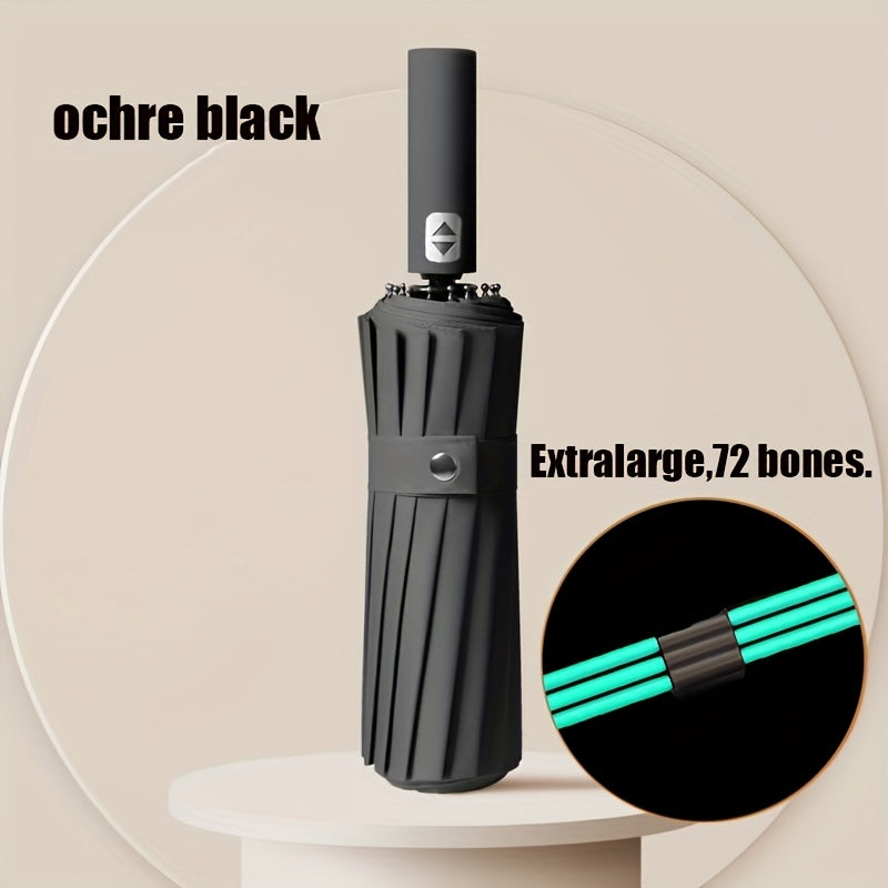 1Cp72 Ombrello Automatico con 72 Ribs Rinforzati, Adatto per Uomini e Donne, Pieghevole, Portatile e Durevole con .