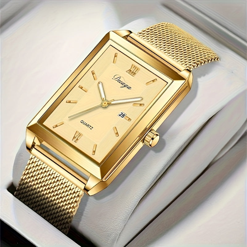Un versatile orologio al quarzo con calendario e numeri romani per uomo/donna, regalo perfetto per la festa del papà/compleanno per padre/fidanzato con temperamento da uomo d'affari.