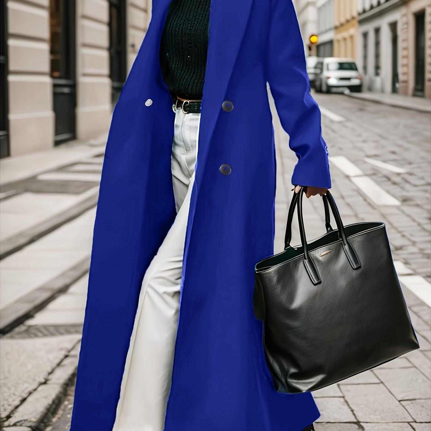Women's Elegant Green Coat - Long Formal & Professional Outerwear, Machine Washable Winter Trench with Structured H-Silhouette for Office, Parties, Everyday - Sophisticated Outerwear, Office Ready Apparel, Smooth Texture, Durable Fabric, Office Wear, High