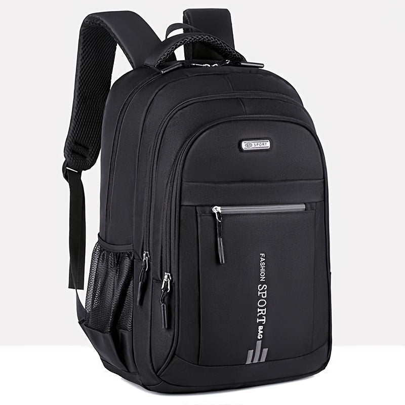 Zaino da Viaggio di Grande Capacità per Uomini - Nylon Resistente, Spallacci Regolabili, Borsa Multiscomparti per Affari e Scuola, Nero, Zaino da Viaggio