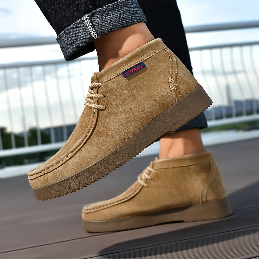 Stivali casual da uomo in pelle autentica con cuciture a mano, suola morbida e spessa, resistenti e antiscivolo, design classico retrò, ideali per lavoro e uso quotidiano