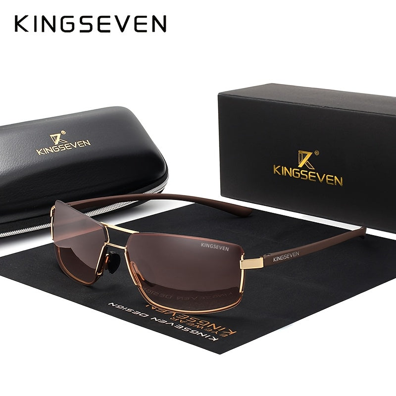 Occhiali da sole polarizzati KINGSEVEN, montatura quadrata da uomo, occhiali da donna classici, acciaio inossidabile, lenti in pz, con custodia, per Natale, San, Giorno del Ringraziamento