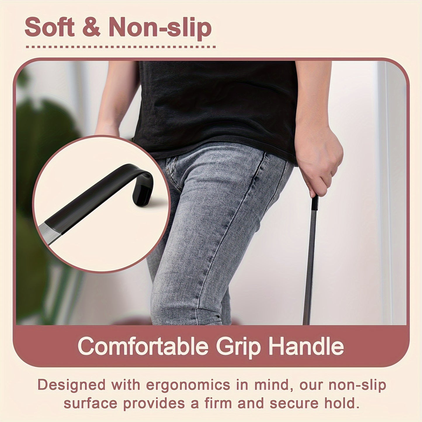 1pz Extra Lungo 41.91 cm Calzascarpe in Acciaio Inox per Anziani - Impugnatura Comfort Antiscivolo, Costruzione in Metallo Durevole, Strumento Facile per Mettere e Togliere le Scarpe per Anziani, Disabili, Persone con Mobilità Ridotta