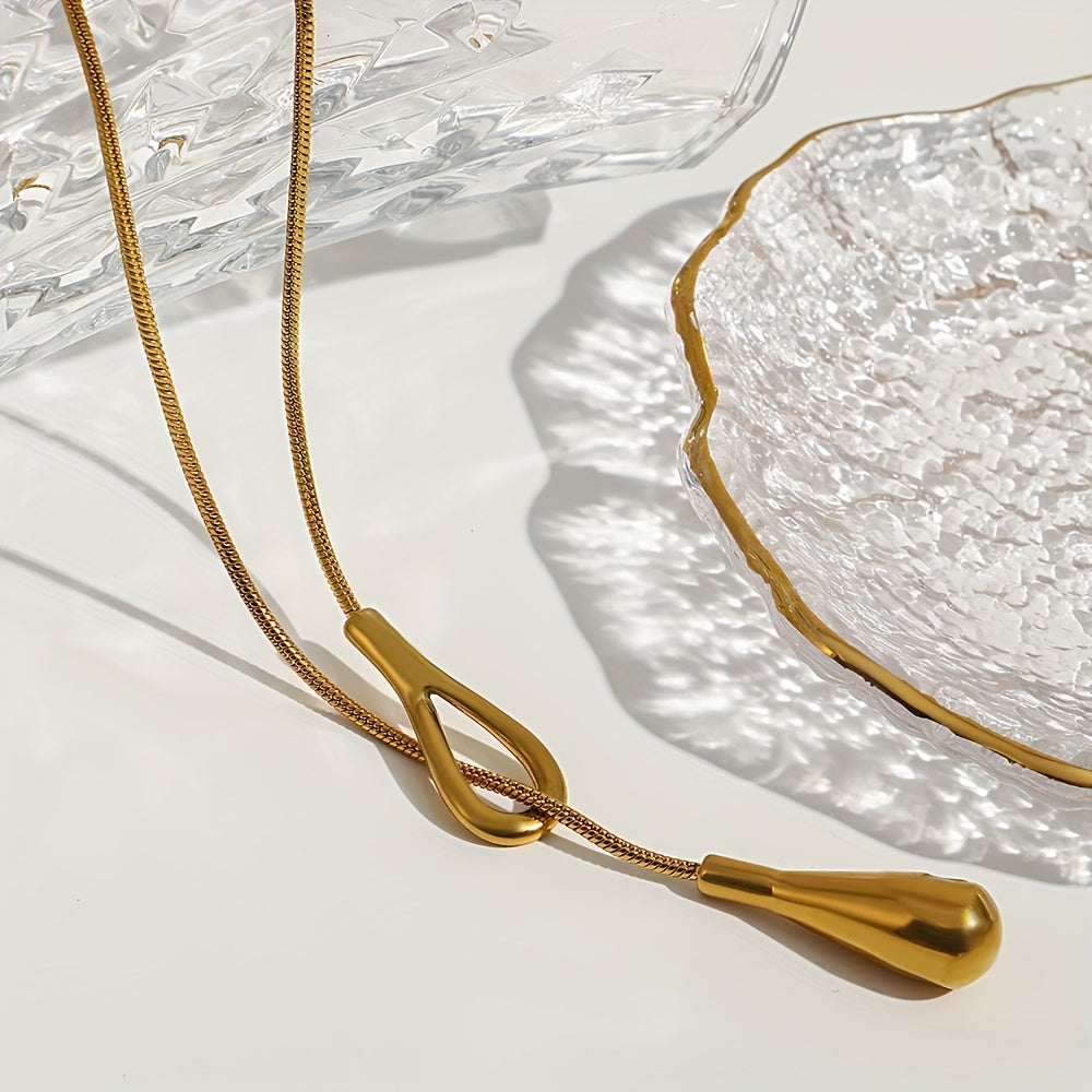 1pz Elegante Collana a Y Vintage, Pendente a Goccia di Acciaio Inossidabile, Catena a Serpente, Gioielli di Lusso per Regali per Donne e Uomini, Accessorio per San, Abbigliamento Quotidiano per Tutte le Stagioni