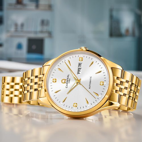 Orologio Meccanico Uomo I&W Carnival, Automatico a Carica Autonoma, Vetro Sintetico Zaffiro, Impermeabile, Regalo per le Vacanze