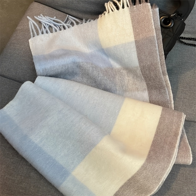 1pz Sciarpa Scialle in Lana 100% a Quadri per Donne e Uomini - Modello Tartan Beige/Marrone/Tan, Morbido e Caldo per l'Inverno, Collo a Quadri Beige e Marrone, Sciarpa Unisex Casual ed Elegante per Esterno, Ufficio, Regalo di Compleanno (Lavabile a Mano)