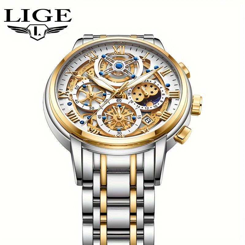 Orologio LIGE Fashion al quarzo, Display luminoso, Calendario 24 ore Orologio business casual, Impermeabile, Orologio business casual per donne e uomini, Scelta ideale per regalo