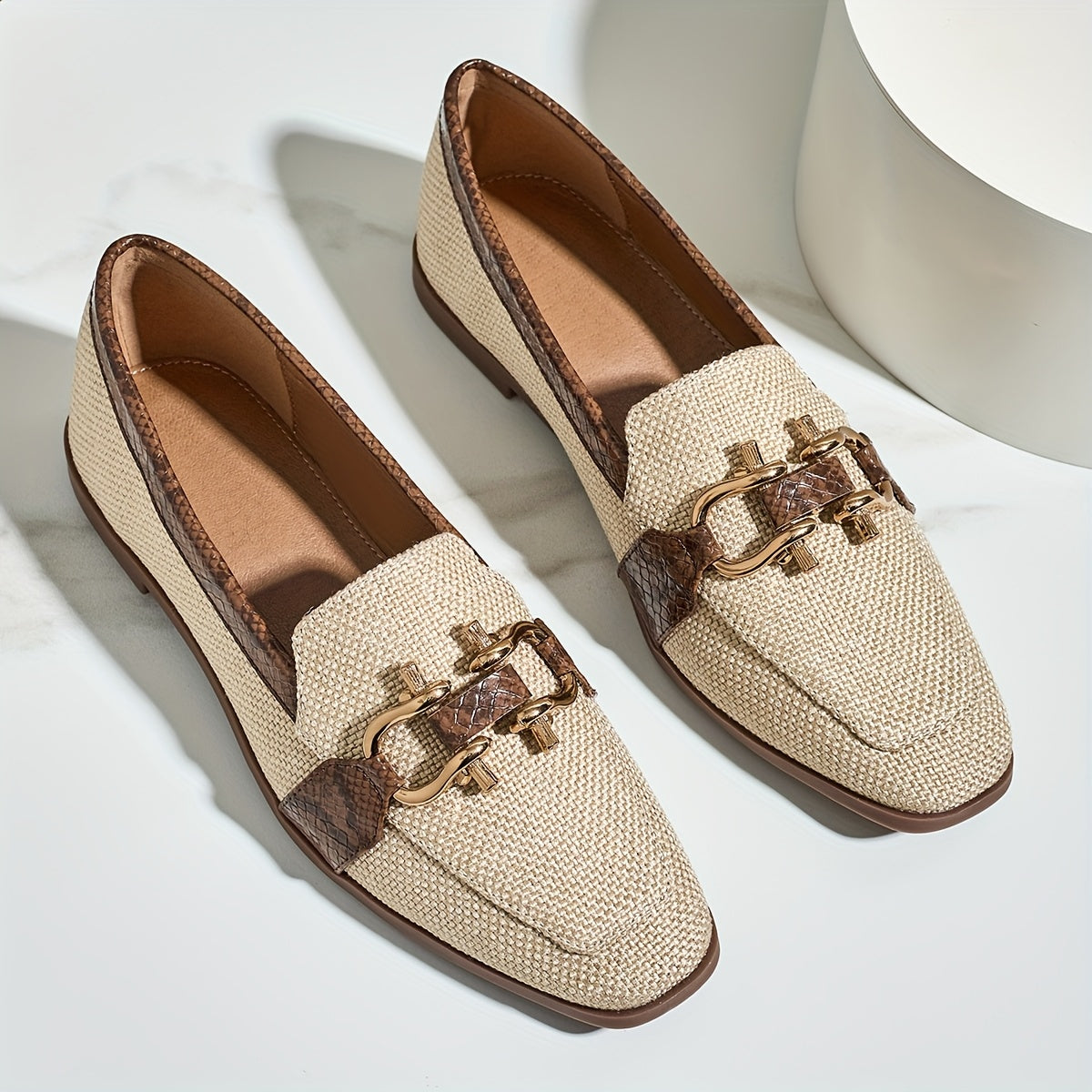 1 Paio di Scarpe da Uomo Vintage con Stile Flax, Stampino a Serpente, Punta Quadrata, Scarpe Slip-On Leggere per Tutte le Stagioni con Suola in TPU e Plantare in Poliuretano