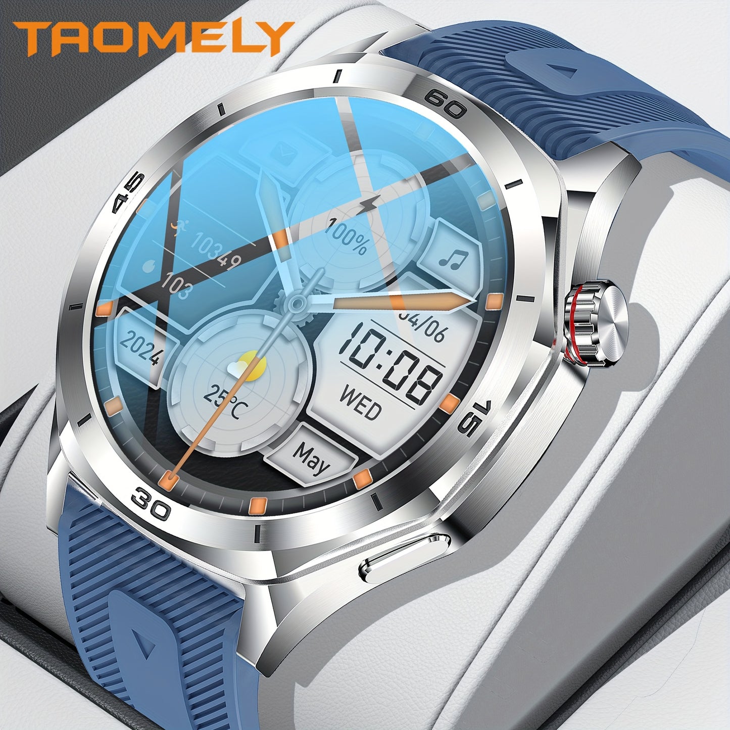 Orologio intelligente impermeabile per uomo - Orologio intelligente rotondo con schermo touch HD da 1.52 pollici - Bracciale intelligente con 123 modalità sportive - Monitoraggio del tracker sportivo - Chiamata e risposta wireless - per iPhone/Android