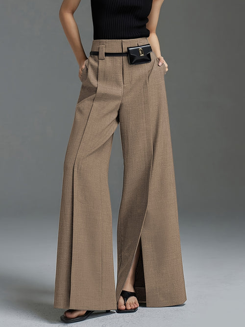 Women'S Elegant Wide-Leg Trousers - Non-Belted Pants with Elastic Waist, All-Season Formal & Everyday Pants for Office, Parties, Casual Outfits - Diqiuivy Professional Women'S Clothing, Party Attire, Smooth Texture, Office Wear, Stylish Bottoms