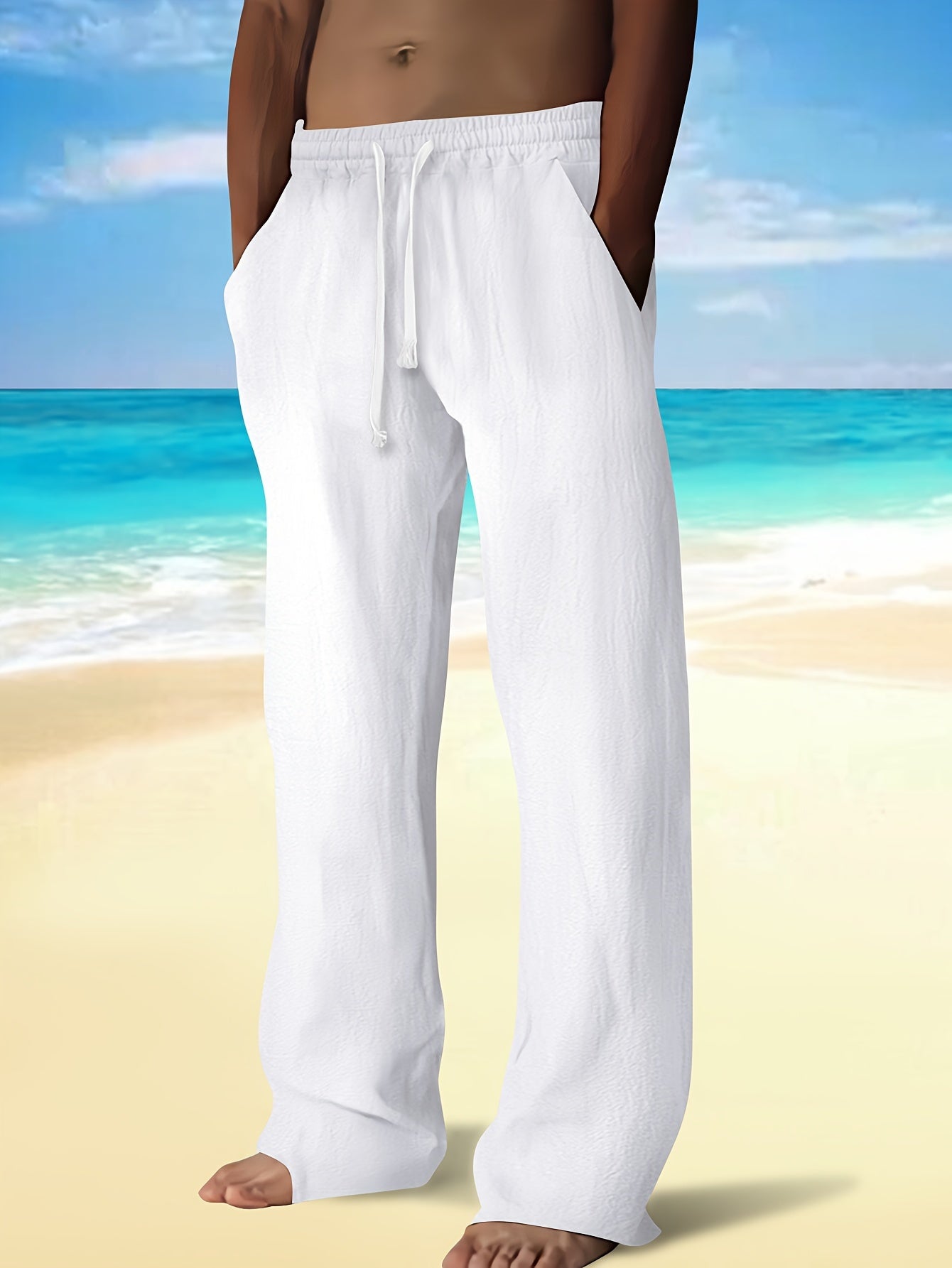 Uomo Pantaloni - Modelli a Gamba Dritta con Vita Regolabile, Senza Cintura per Look Casual e Semi-Formale - Leggeri e Traspiranti per Primavera/Autunno, Stile Rilassato, Costruzione Resistente