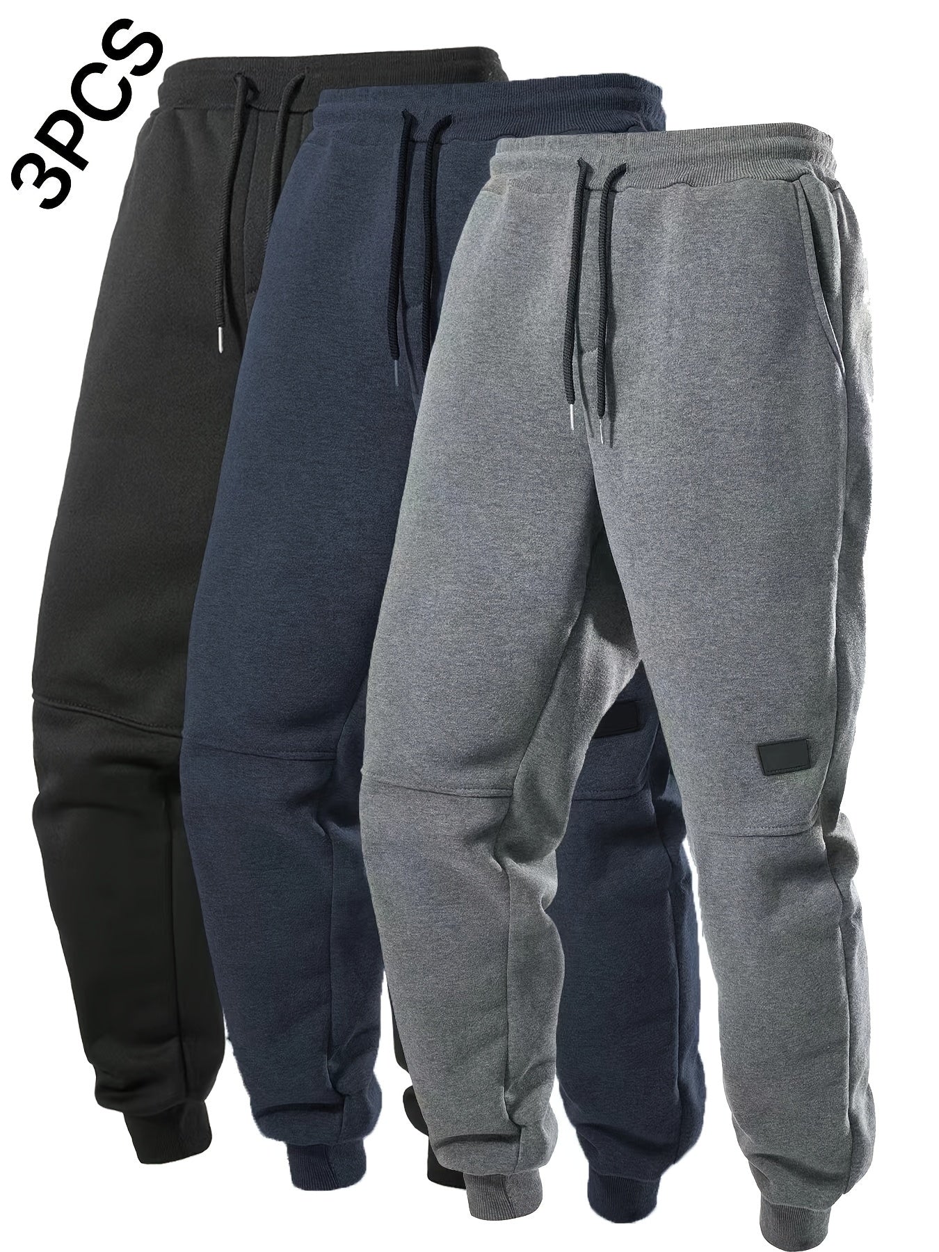 3pezzo Pantaloni da Jogging da Uomo con Elastico in Vita e Coulisse - Pantaloni da Jogging Casuali a Tinta Unita, Vestibilità Regolare, Lunghezza alla Caviglia, Comodi per Autunno/Inverno, Pantaloni da Jogging, Pantaloni da Jogging, Pantaloni da Jogging p