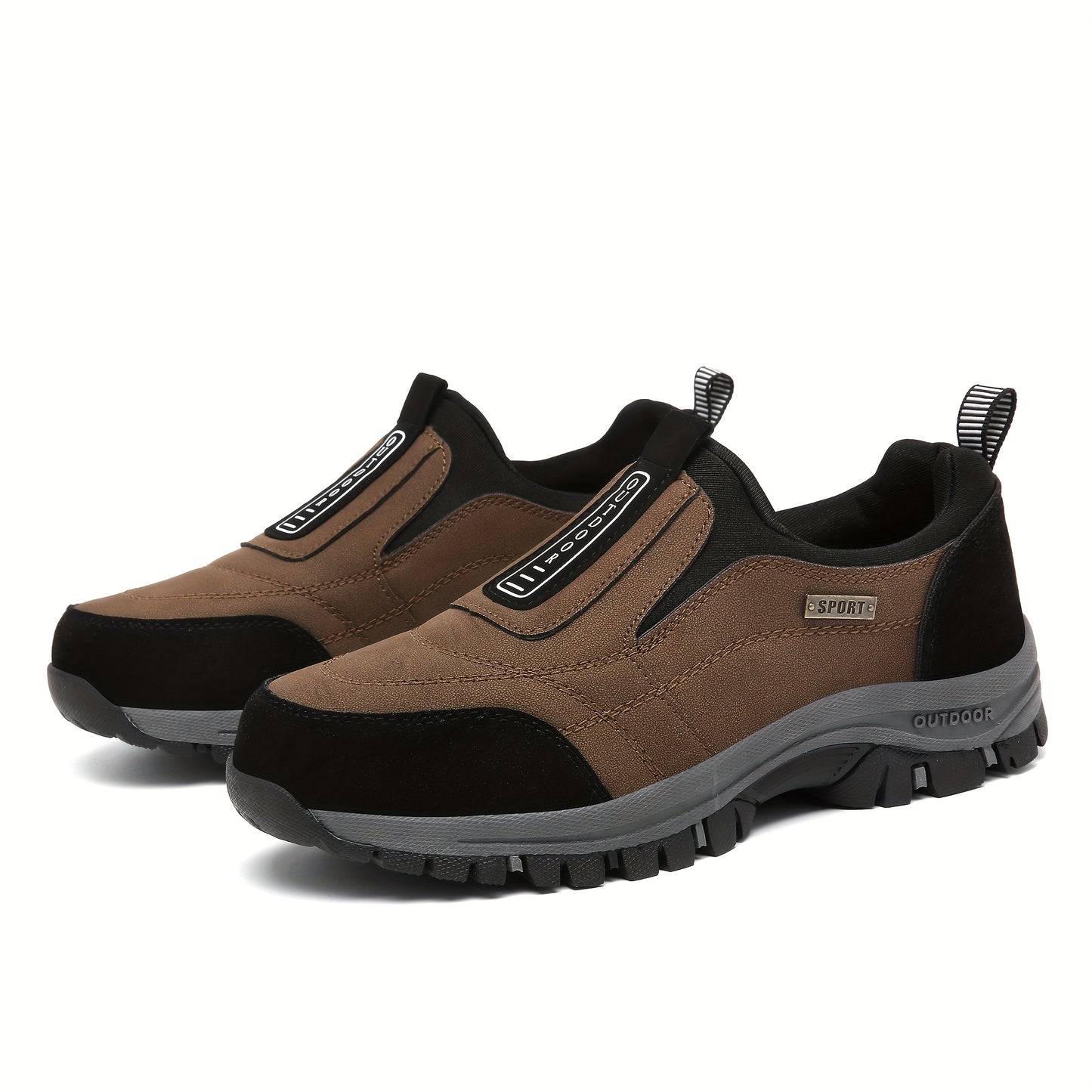 Scarpe da trekking slip-on da uomo - Sola spessa e morbida, parte superiore in tessuto traspirante, leggere e comode per passeggiate all'aperto, abbigliamento casual e trekking, stivali da trekking, design a punta rotonda, calzature adatte
