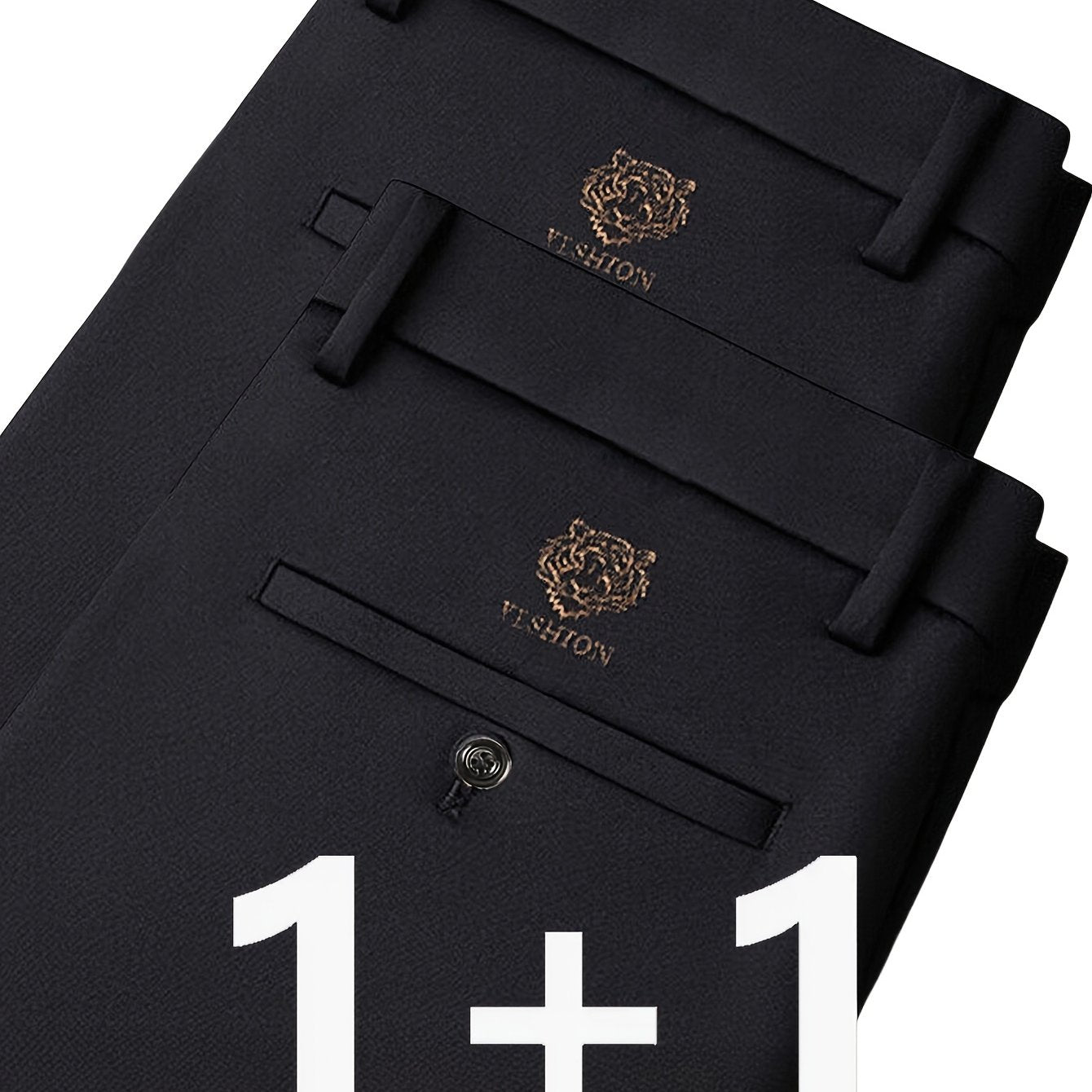 2 pezzi Pantaloni da business uomo resistenti alle rughe e senza calore per abbigliamento formale di mezza età e anziani.