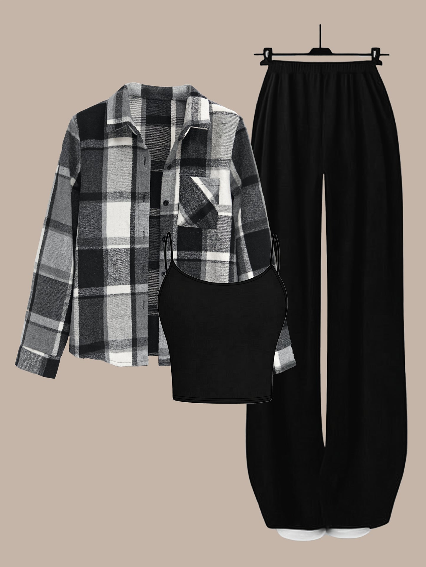 Set da donna elegante 3 pezzi, giacca da maglia in pile con pantaloni casual e giacca a maniche corte 3 pezzi, abito da tempo libero per tutti i giorni