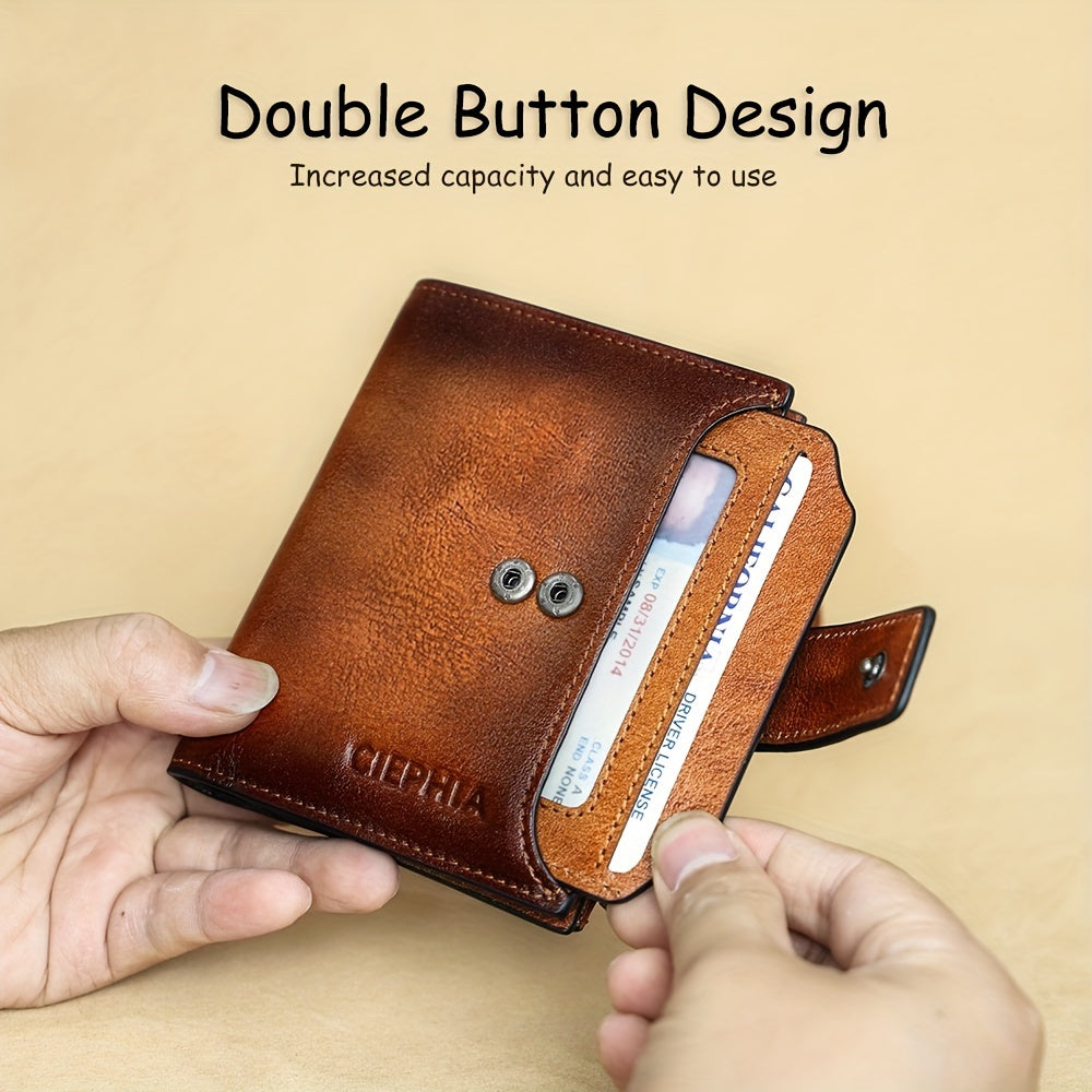 1pz Portafoglio Uomo CIEPHIA in Vera Pelle - Blocco RFID Antifurto, Marrone Scuro (Dark Tan), con Chiusura a Zip, 17 Tasche per Carte, Scomparto Monete e Finestra ID – Multi-Compartimenti Resistente ed Elegante Ideale come Regalo di San Valentino, Festa d